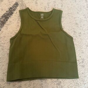 Olive Green Ribbed Tank Top